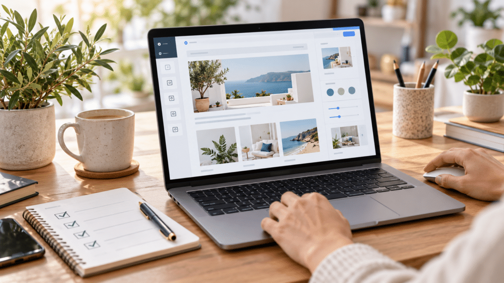 Business owner editing website content blocks safely